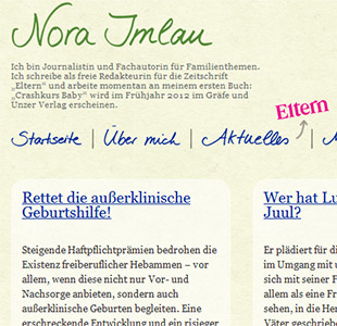 Website für die Eltern- und GU-Autorin Nora Imlau