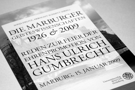 Gestaltung der Broschüre zur Verleihung der Ehrendoktorwürde an Hans Ulrich Gumbrecht